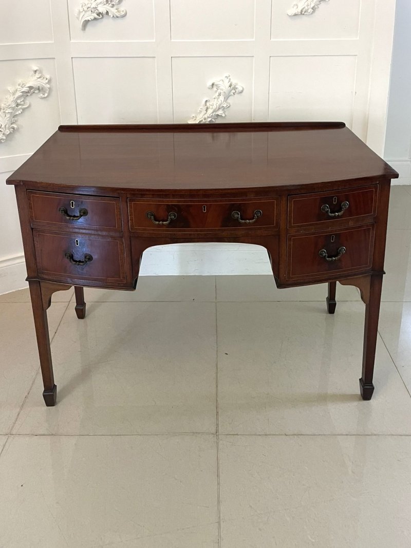 Antique Edwardian Mahogany Bow Front Inlaid Sideboard